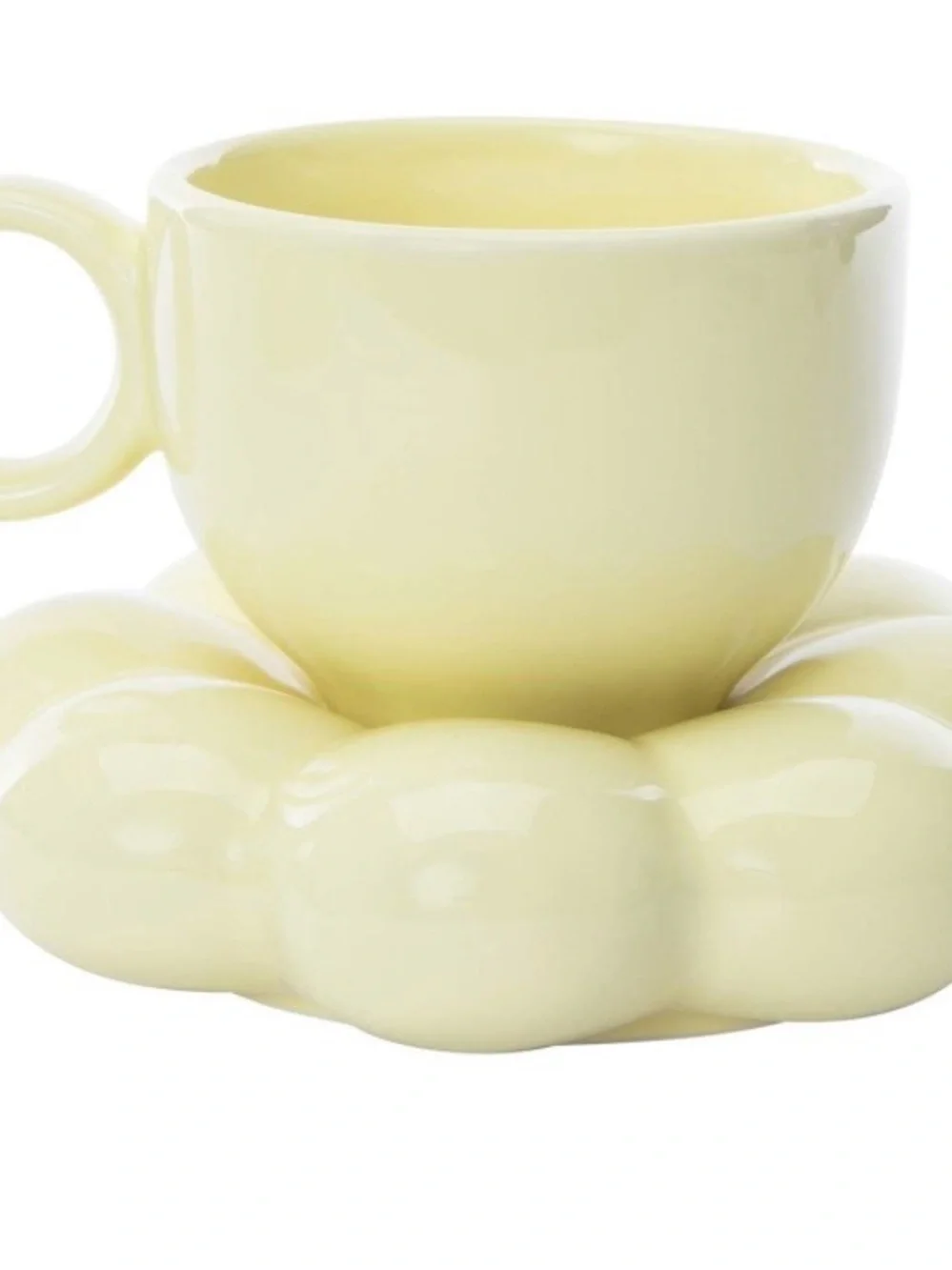Ceramic Yellow Teacup and Saucer Set